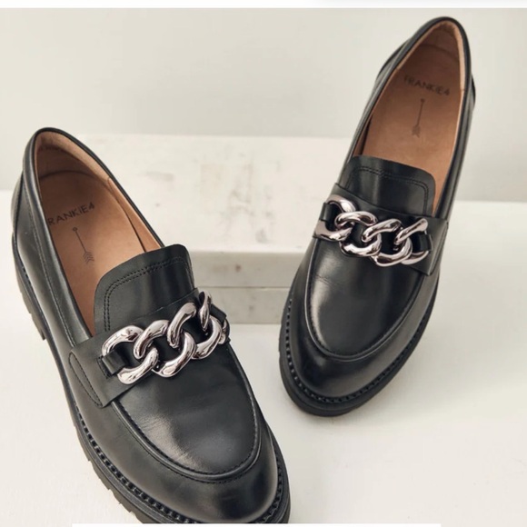 Frankie4 Shoes - Frankie4 “Saint Black” Loafers with Silver chain